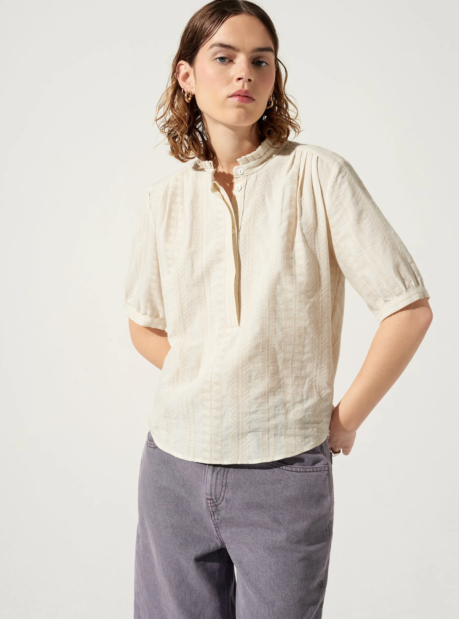 Cotélac Hauts*Blouse jacquard Vanille