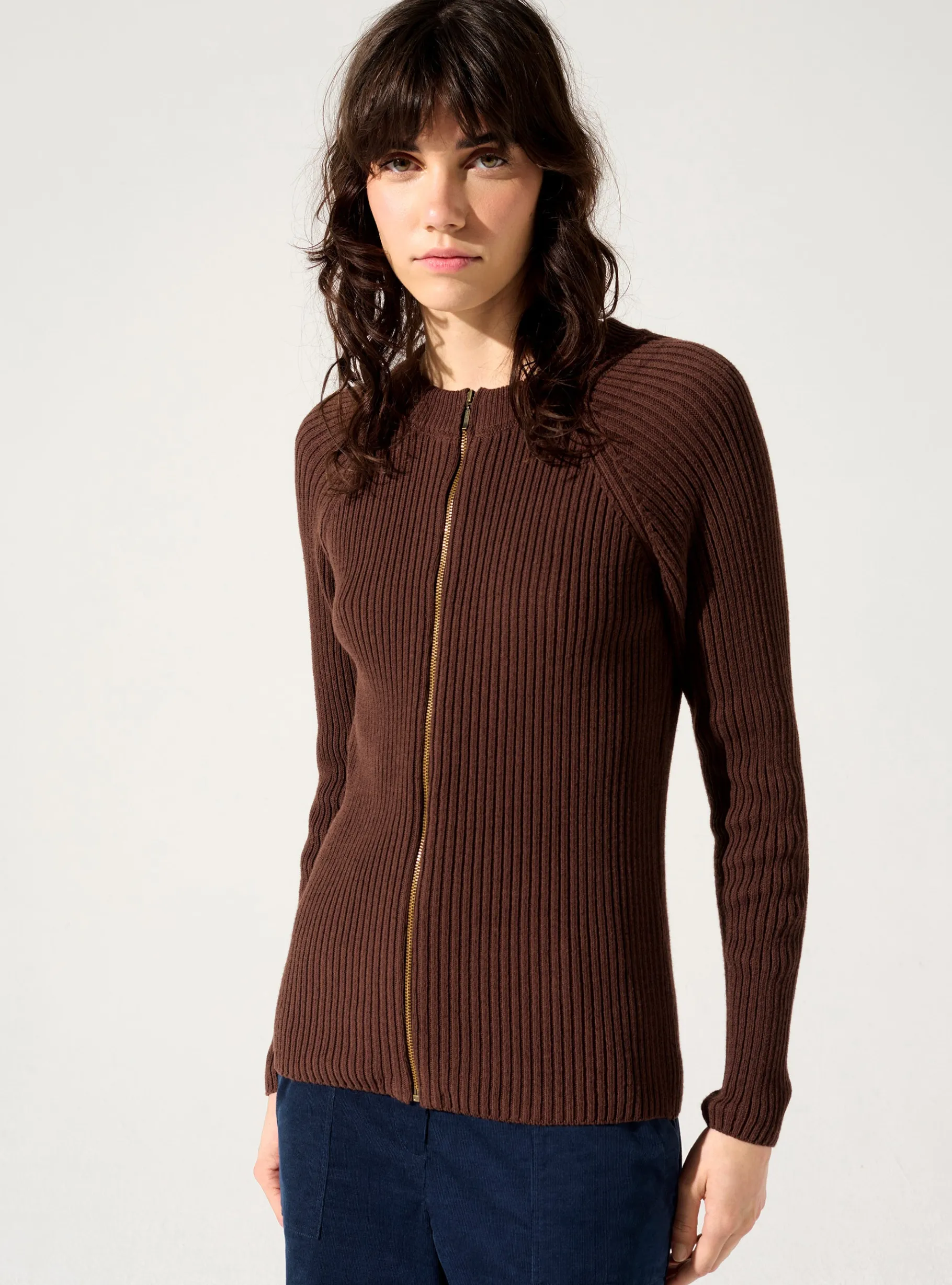 Cotélac Maille*Cardigan zippé Choco