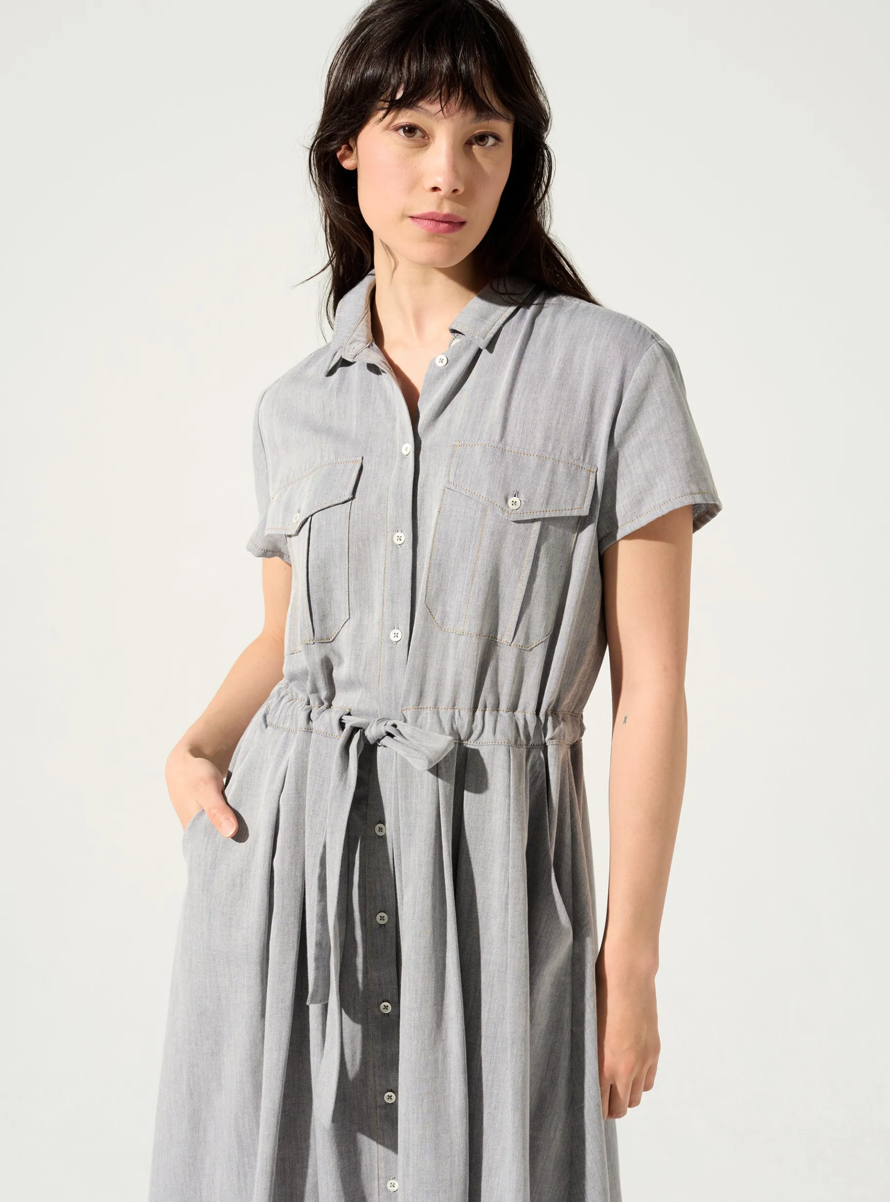 Cotélac Robes*Robe cintrée Bleu Chambray